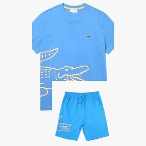 Men’s 2pc Lacoste Crocodile Print Fleece Shorts and Cotton T shirt Set